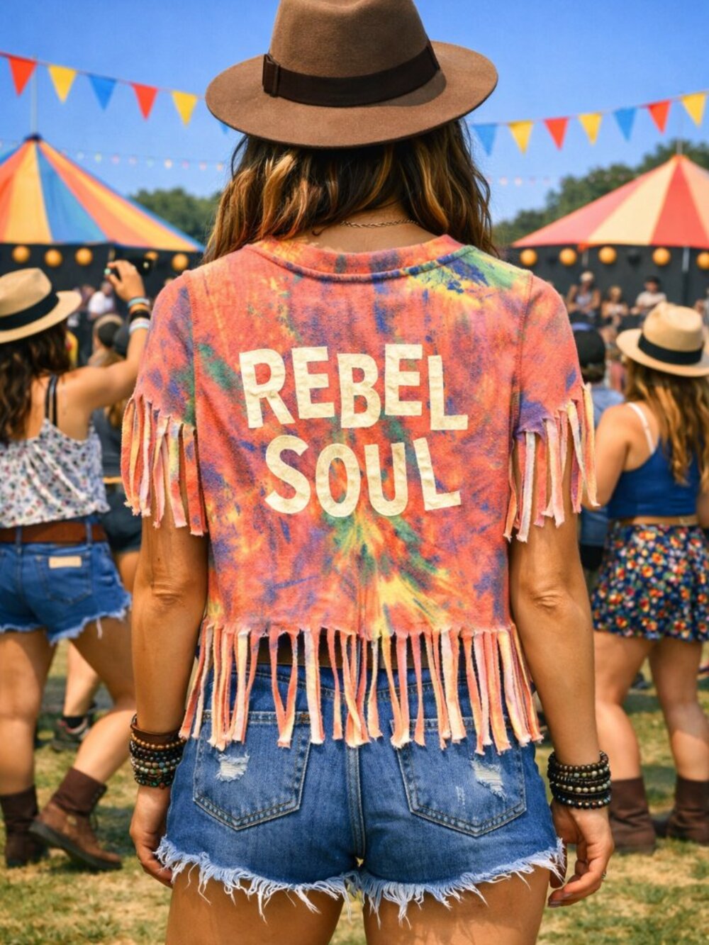 Spring Summer Top Upcycled Rebel Soul Shirt Fringy Hems Tie Dye Size Small